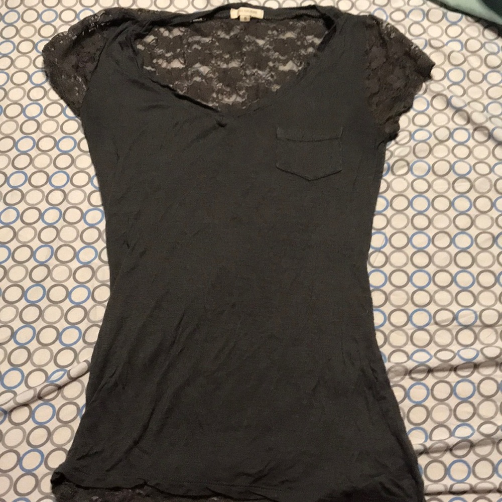 Gray lace v neck